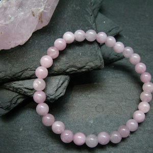 Kunzite Spodumene Genuine Bracelet ~ 7 Inches  ~ 6mm Round Beads