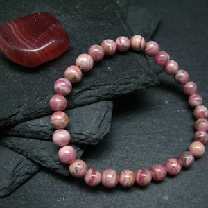 Rhodochrosite Genuine Bracelet ~ 7 Inches  ~ 6mm Round Beads