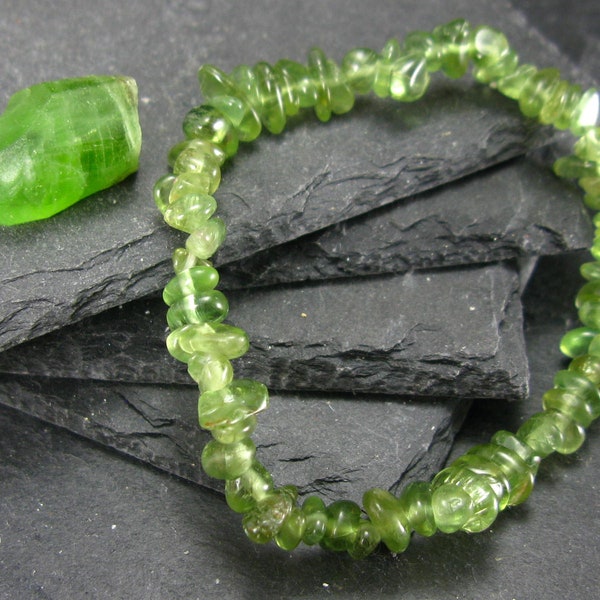 Peridot Genuine Bracelet ~ 7 Inches  ~ 8mm Tumbled Beads