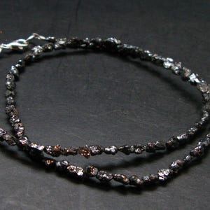 Raw Black Diamond Genuine Necklace - 7.11 Grams - 18 Inches  - 5 mm Crystal Beads