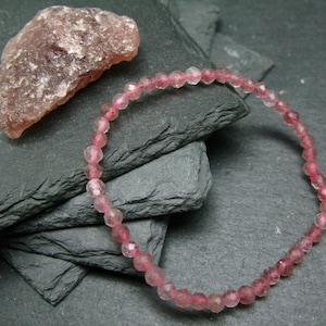 Strawberry Quartz Genuine Bracelet ~ 7 Inches  ~ 4mm Facetted Beads