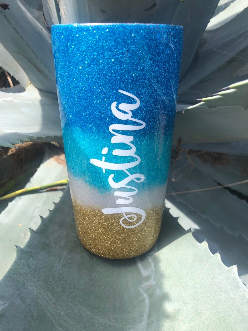 Drink in my Hand Toes in the Sand Beach Glitter Tumbler