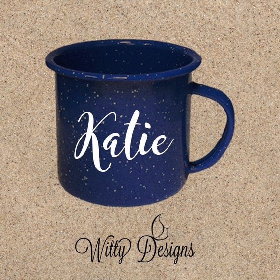 Personalized Enamel Coffee Mugs / Bachelorette / Wedding / Etsy