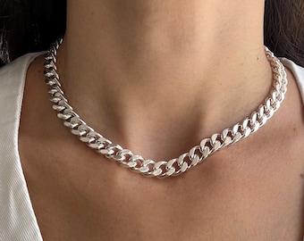 Collar de cadena gruesa de 8 mm, joyería llamativa.