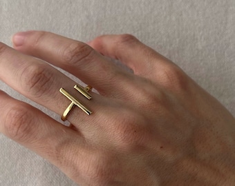 Adjustable ring band, one fits all ring, Open gold ring, Minimalist stacking gold ring, Dainty gold ring