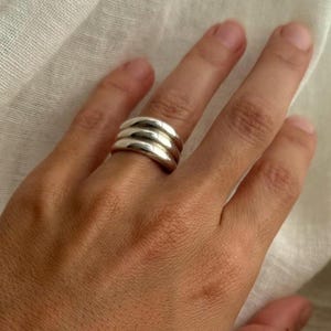 Sterling Silver Wide Triple Band Ring