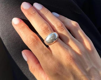 Sterling Silver Statement Dome Ring, Wide Band Ring