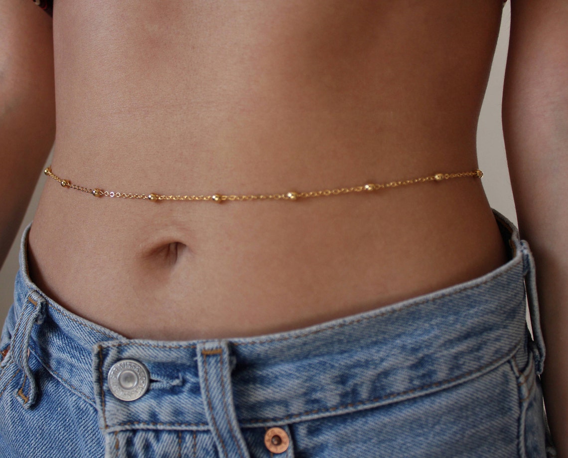 14K Gold Belly Chain Water Safe Handmade Sexy Body Jewelry Etsy