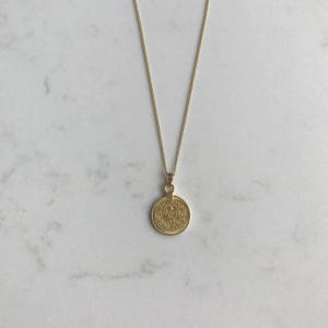 Delicate disk 14k gold necklace, dainty gold coin pendant, gold medallion necklace , minimalist gold coin necklace, small disk necklace image 6