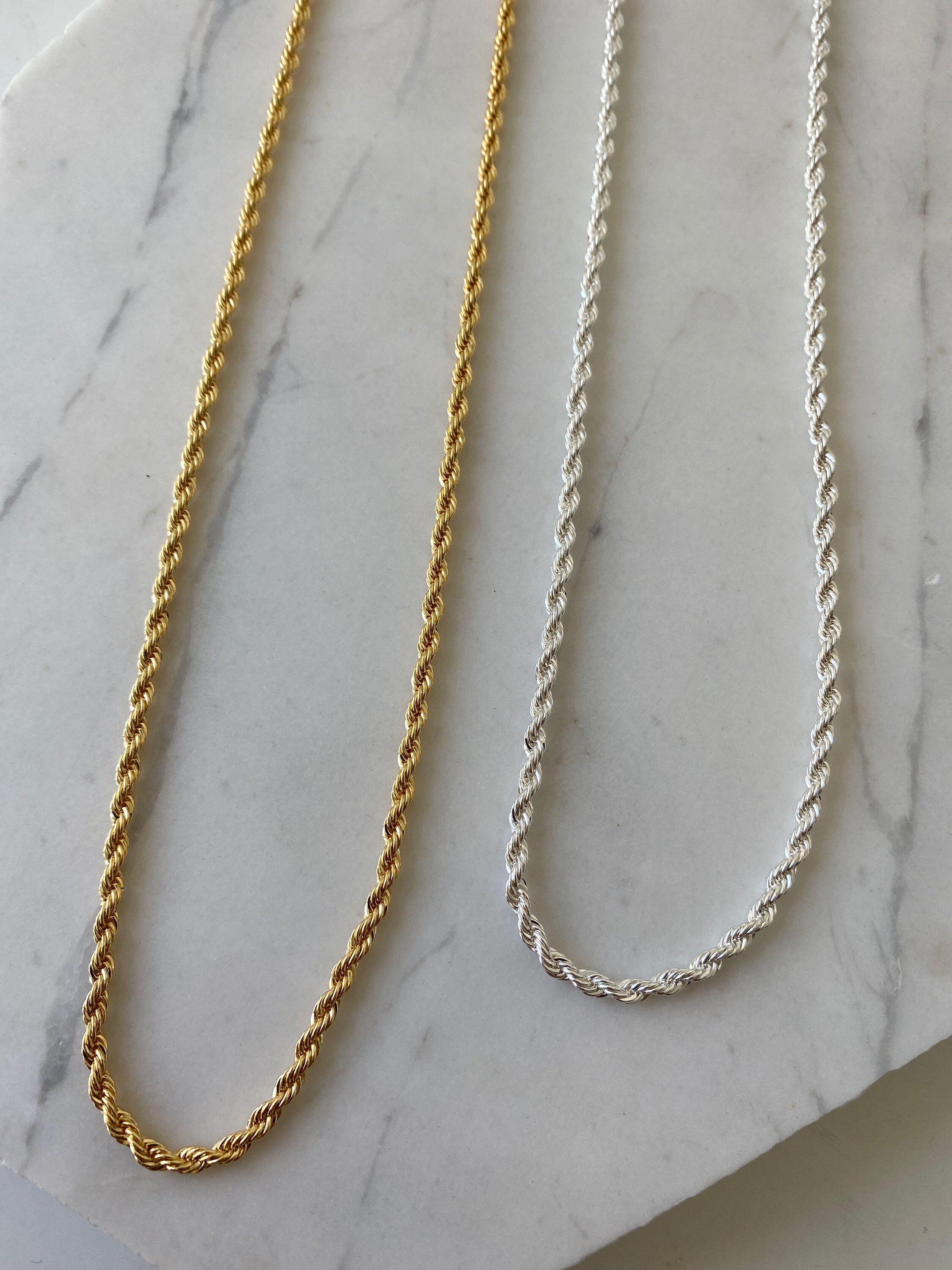 Gold thin rope chain necklace for women Layered skinny rope | Etsy