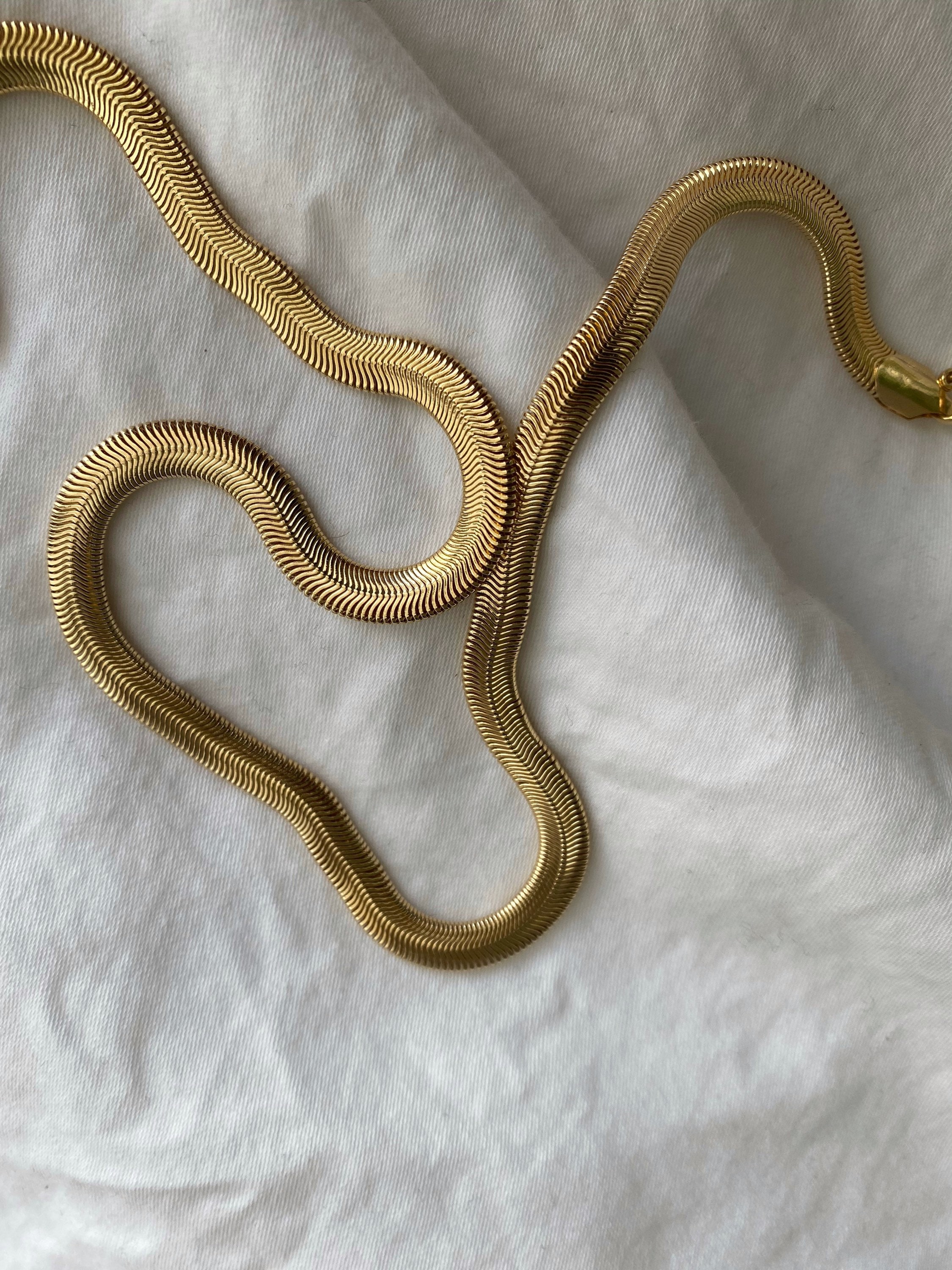Gold Snake Necklace Snake Chain Gold Plated Necklace Gold - Etsy