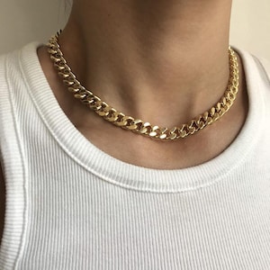 Gold Chunky Chain Necklace, Statement Necklace, Chain Link Necklace, Cuban Link Necklace, Large Link Necklace, Choker Necklace image 1