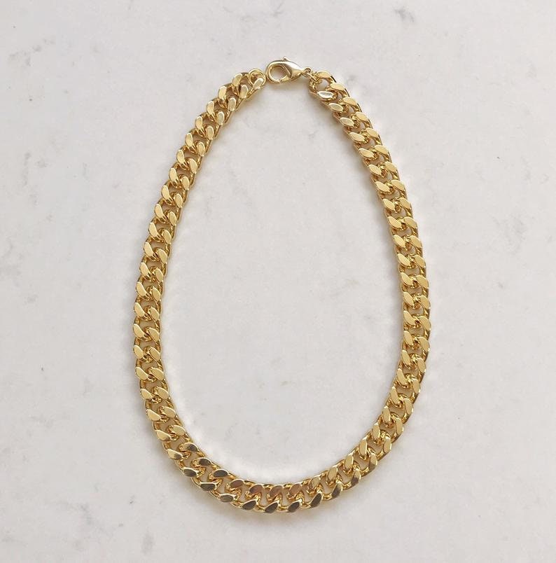 Gold Chunky Chain Necklace, Statement Necklace, Chain Link Necklace, Cuban Link Necklace, Large Link Necklace, Choker Necklace image 4