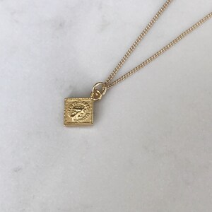 14k gold plated pendant necklace , square pendant, gold small square necklace image 4