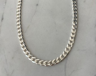 Solid 925 Sterling Silver Curb Chain, unisex Necklace, heavy silver chain, sterling silver link chain
