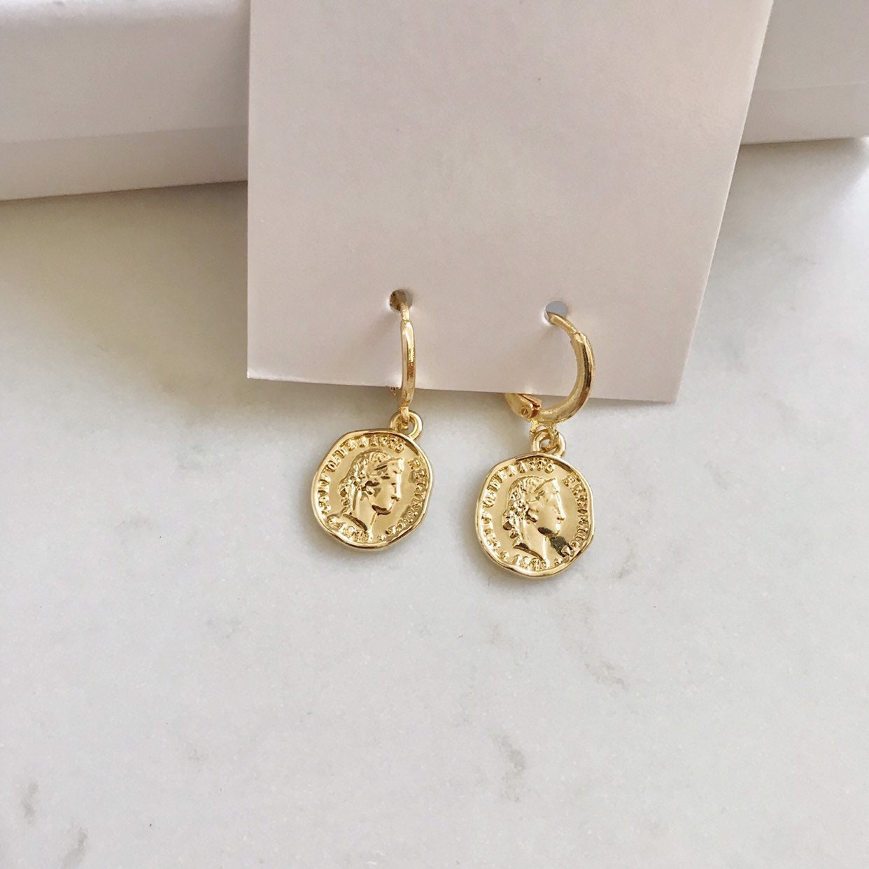 Buy wholesale Gold Coin Filigree Earrings with Diamante