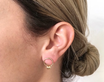 Hoop stud oorbellen, kleine oorbellen, sierlijke gouden oorbellen, gouden stud oorbellen, minimalistische oorbellen, kleine stud oorbellen, cirkel hoepel stud