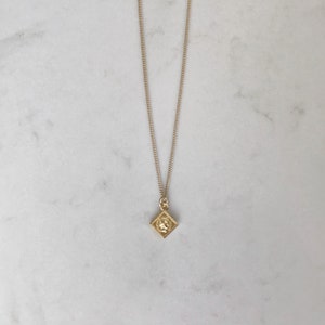 14k gold plated pendant necklace , square pendant, gold small square necklace image 5