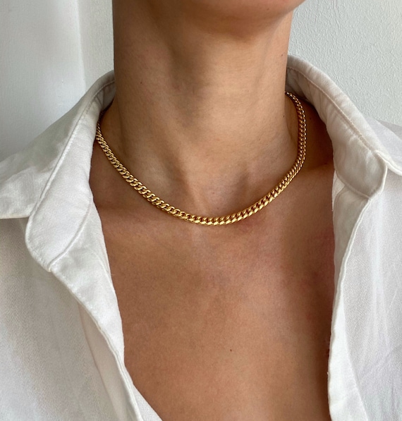 14K Gold Cuban Chain, Necklace, Small Chain, Gift for Him/Her, Franco Cuban Necklace , Minimalist Chain, Trending Gold Chain