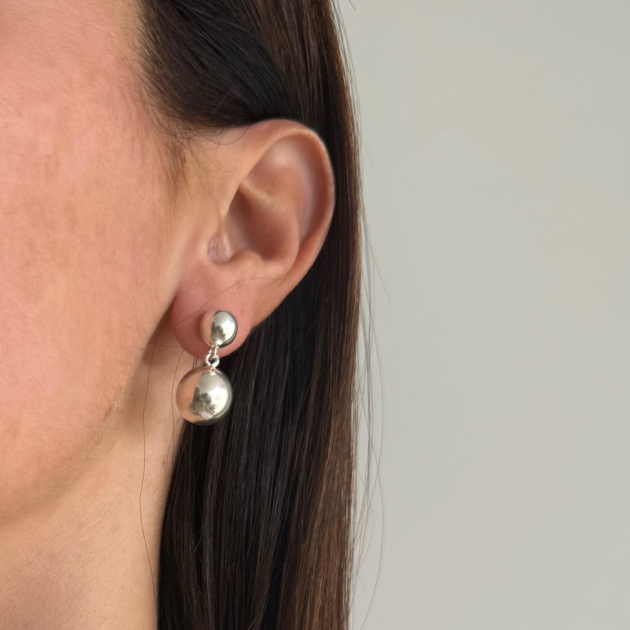 Orecchini A Sfera In Argento Sterling 925 - 8mm Con Supportino - Gioiello Classico E Minimal, Lunghezza Totale 1,8 Cm - 4