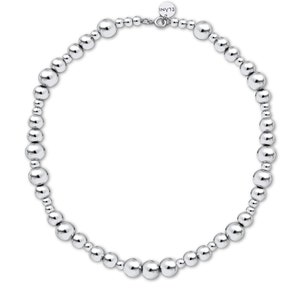 Sterling silver mixed ball bead necklace, 10mm-5mm, 925 silver necklace, spring closer image 3