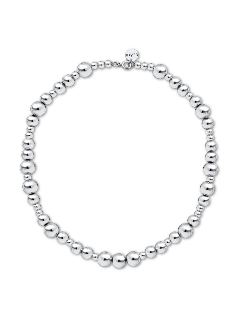 Sterling silver mixed ball bead necklace, 10mm-5mm, 925 silver necklace, spring closer image 3