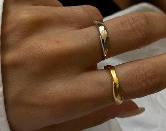 Sterling Silver Adjustable Ring, Minimalist Open Stacking Ring