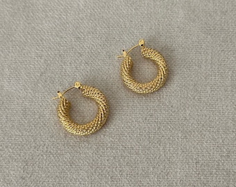 Gold Plated Hoop Earrings | Bohemian Hoop Earrings | Minimalist Gold Hoops