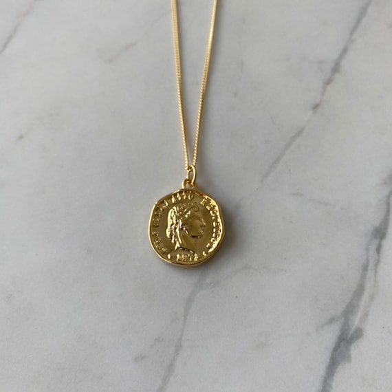 Gold medallion necklace gold necklace Ancient medallion Etsy