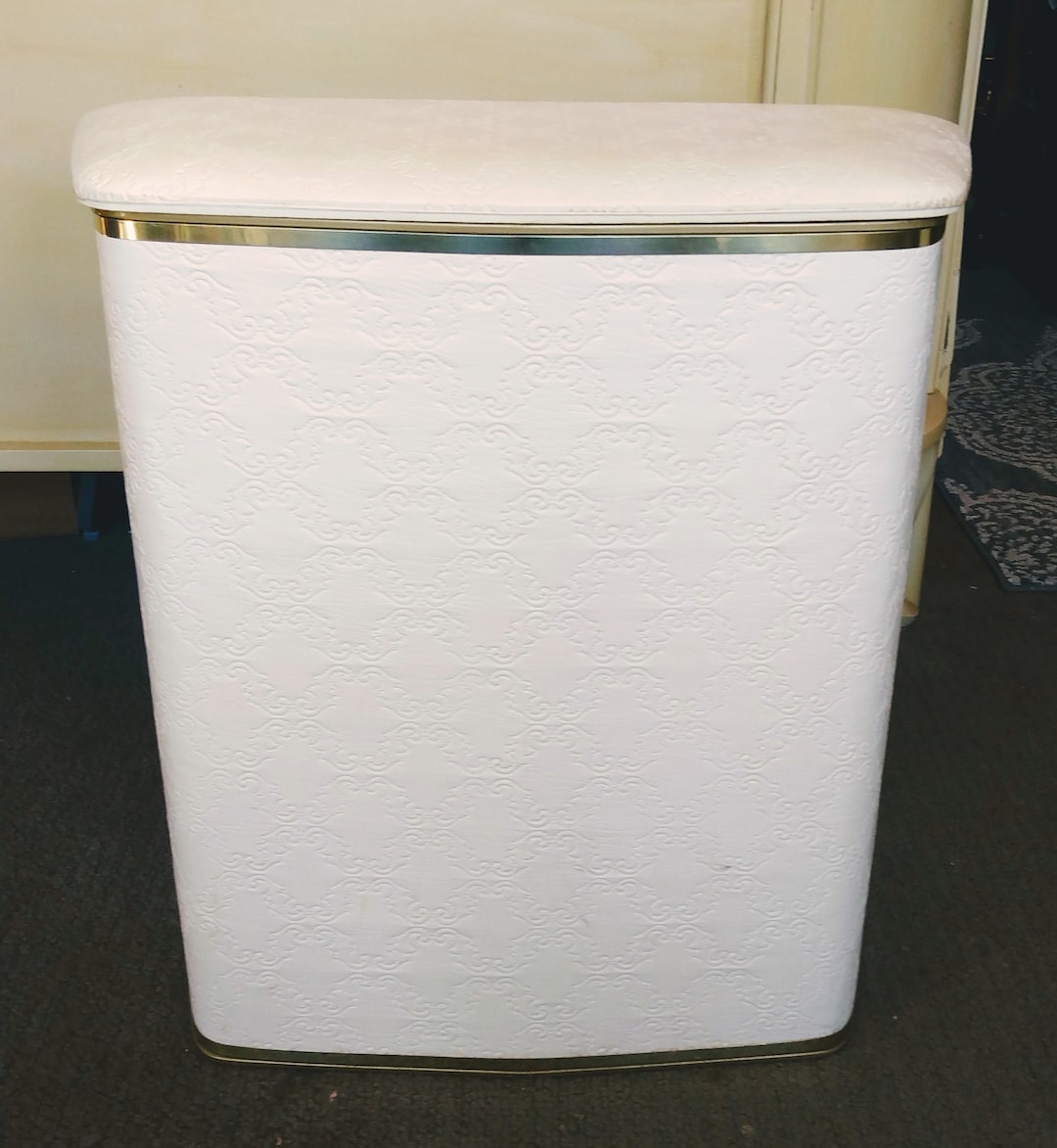 VINTAGE Laundry Hamper MCM Clothes Hamper, Hollywood Regency Bathroom