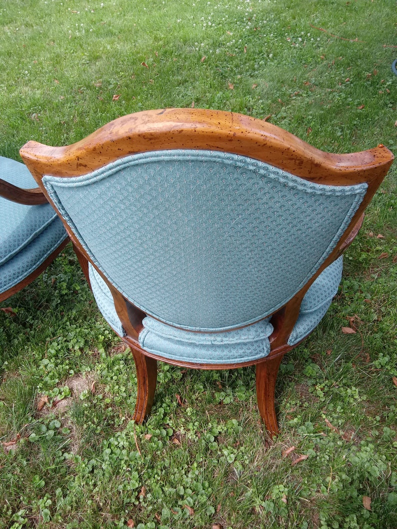 Pair of French Louis XVI Style Antique Fauteuil Arm Chairs Vintage, French Country, Home Decor image 7