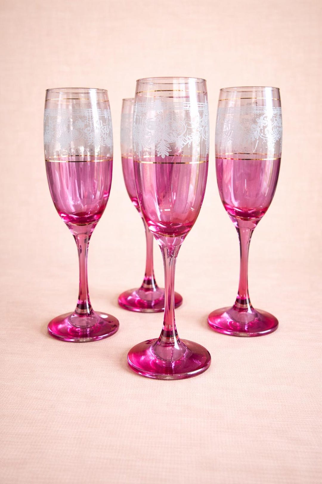 Pink Wine Glasses Champagne Wedding Glass Pink and White Celebration ...