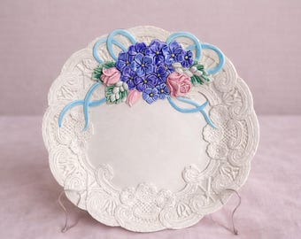 VINTAGE Fitz and Floyd Victorian Lace Plate Hand painted Porcelain Canape Plate with Intricate Lacework Fitz and Floyd Collectible Plate