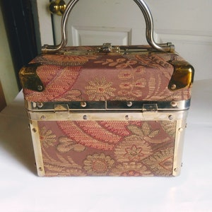 VINTAGE DELILL Box Purse// 1950/60&#39;s Glamour Girl Train Case// Retro Handbag Made in Italy// Mid Century Makeup Case