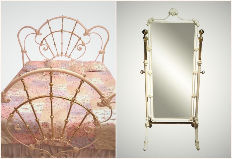 Vintage MIRROR ONLY Bed is sold Wrought Iron Bed and Matching Mirror Cast Iron Bed, Victorian Bedroom Furniture, Shabby Chic image 1