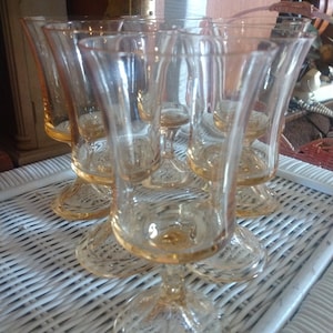 VINTAGE Misty Yellow Water Glasses Elegant Wine Glasses, Home Decor Set of 6 5 3/4 image 2