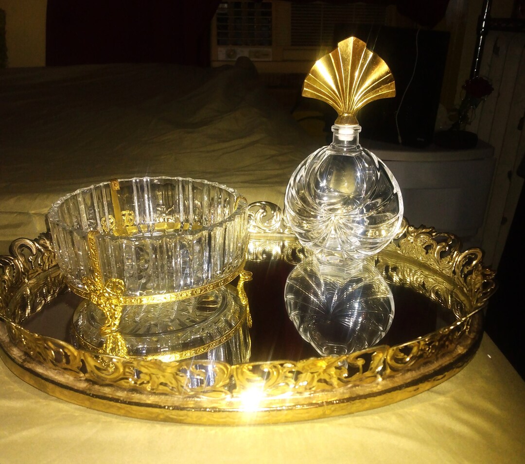 VINTAGE VANITY SET Hollywood Regency Style Gold Vanity Set Etsy