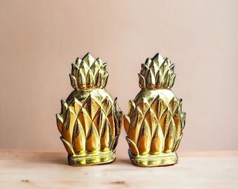 VINTAGE inspired solid brass bookends Luxurious solid brass pineapple bookends for library Refined Newport pineapple bookends for display