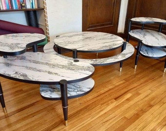 Pair of MCM  Atomic End Tables  1950's Table, Vintage  Biomorphic 3 Tier Atomic End Tables , Home Decor  End Tables  ***Rare Find****,
