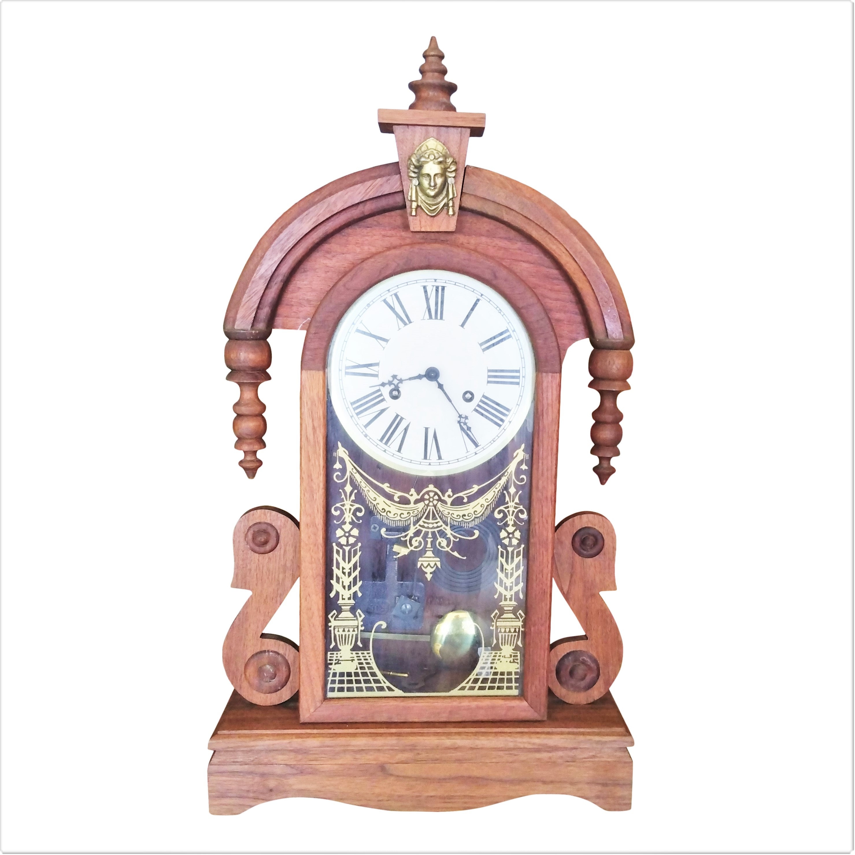 Antique Pendulum Clock Waterbury Hand Crafted Clock, Desk Mantel Clock