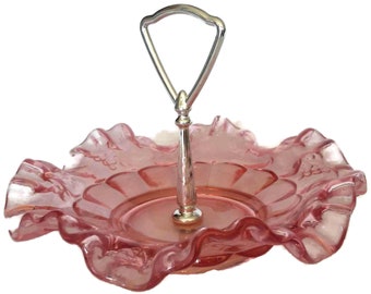 Depression Glass  Pink, Candy Dish, Shabby Chic Decor, Mother's Day Gift