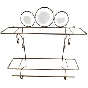 MCM Style Gold Metal Wall Rack Ornate Mid Century Modern Shelf Frame Hollywood Regency Wall Decor (Glass Not Included)