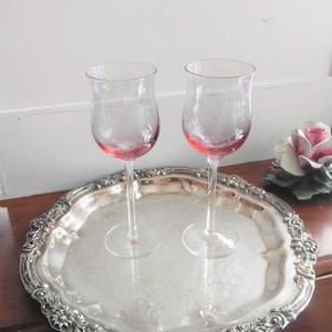 VINTAGE Wine Glasses// Pink// Wine Glasses// Bridesmaid Gift// Couples Gift