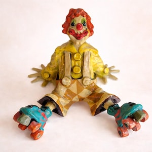 VINTAGE Mexico Paper Mache Circus Clown Sculpture Signed Artist Alvarez  Circus Clown Hand Painted