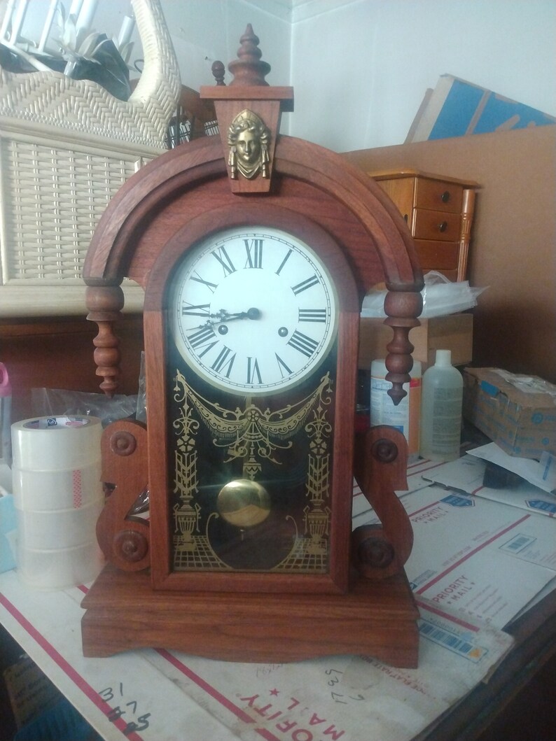 Antique Pendulum Clock Waterbury Hand crafted Clock, Desk Mantel Clock, Home Decor image 2