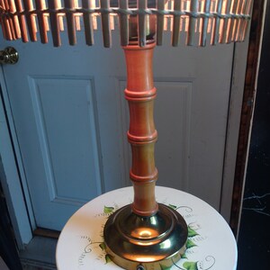 VINTAGE Faux Bamboo Lamp Mid Century Modern Lamp Coastal Chic Lamp Tropical Themed Table Lamp Asian Inspired Umbrella Light Fixture image 7