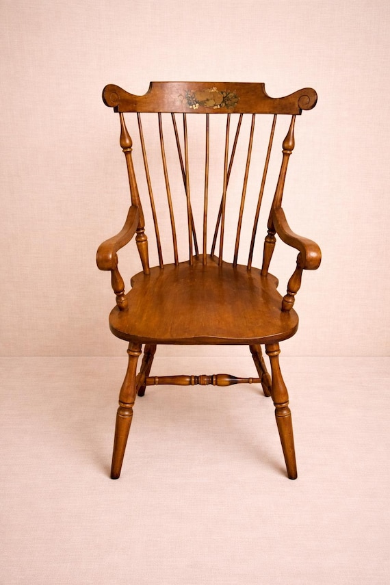 Vintage Stenciled Fiddleback Chair Ethan Allen Heirloom Fiddleback