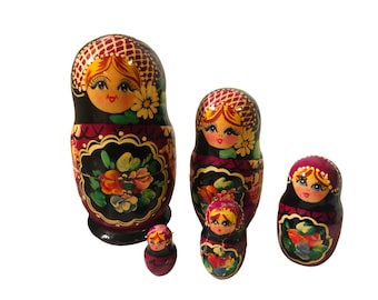 VINTAGE Russian Nesting Dolls  Matryoshka  Hand Painted Dolls