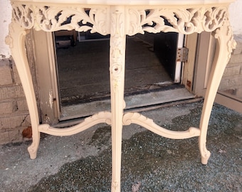 VINTAGE Louis XVI Carved Table  Shabby Chic, Pierced Wood Console Table, Victorian Home Decor