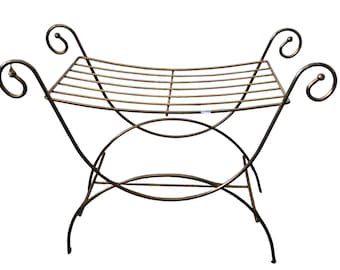 VINTAGE Gold Metal Bench  Hollywood Regency Style Home Decor
